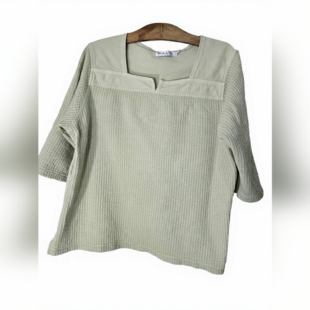 Women's Sage Green SeersuckerTextured Waffle Softgirl Prairie Vtg